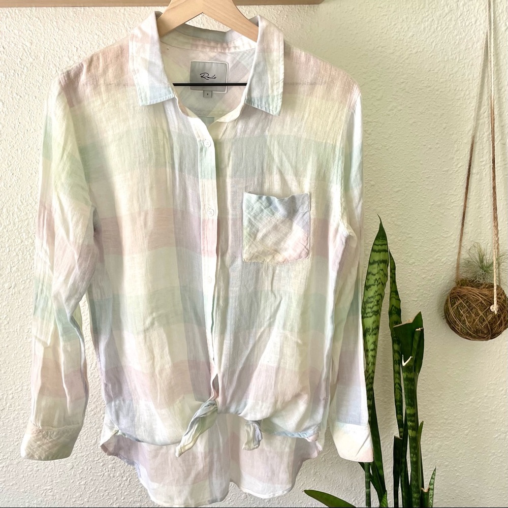 Rails Soft Pastel Plaid Button Down - image 1